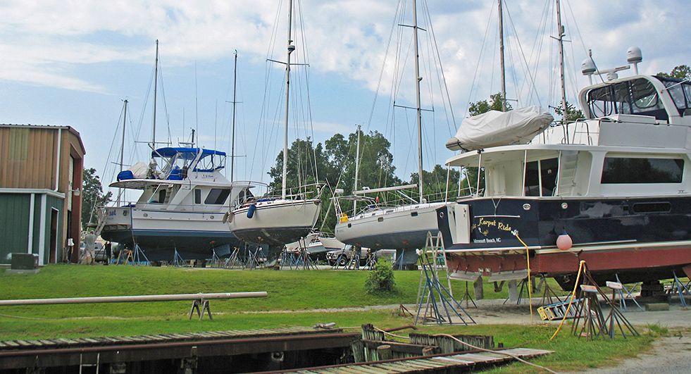 Photo of boats at boatyard